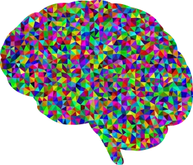 Prismatic Neurological Geometry: A Kaleidoscopic Brain Clipart Visualization