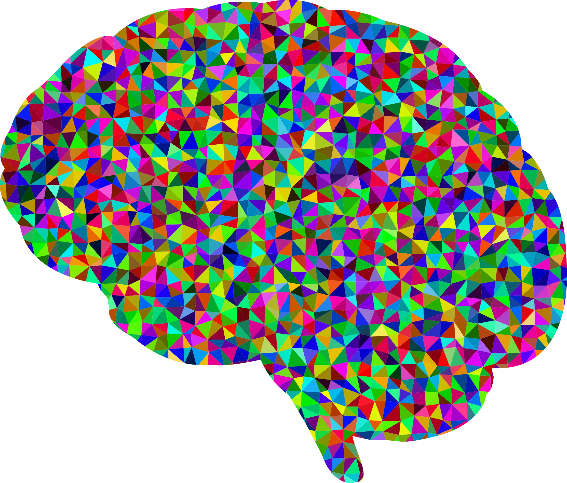 Prismatic Neurological Geometry: A Kaleidoscopic Brain Clipart Visualization