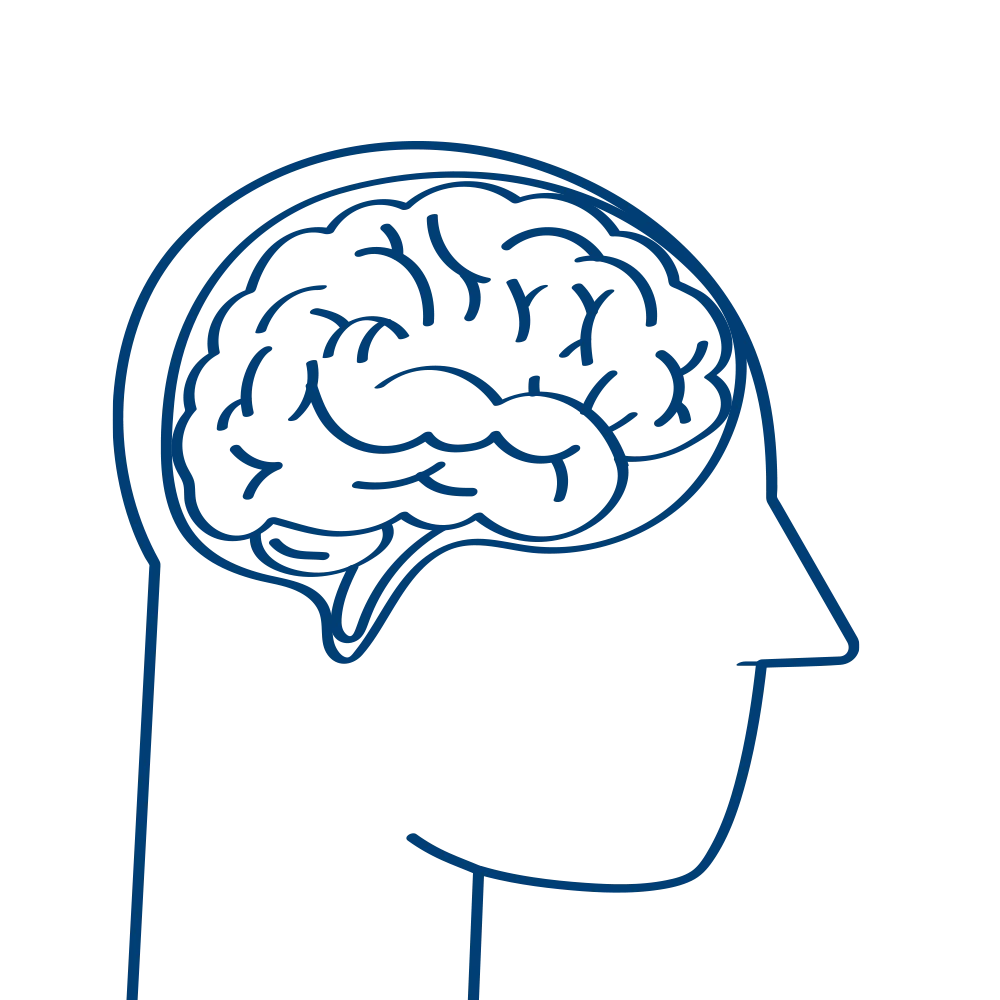 Simple Blue Outline Anatomical Brain Clipart Illustration of Human Cognition