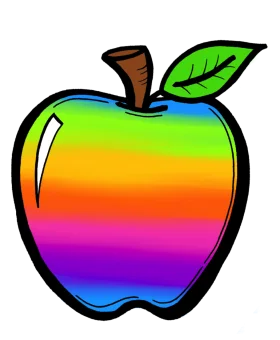 Colorful Rainbow Apple Clipart Illustration with Glossy Gradient Effect
