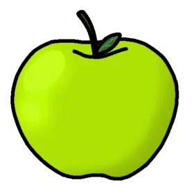Fresh Green Glossy Apple Clipart Illustration with Smooth Contours