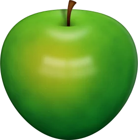 Glossy Green Apple Clipart Illustration with Smooth Gradient Shading