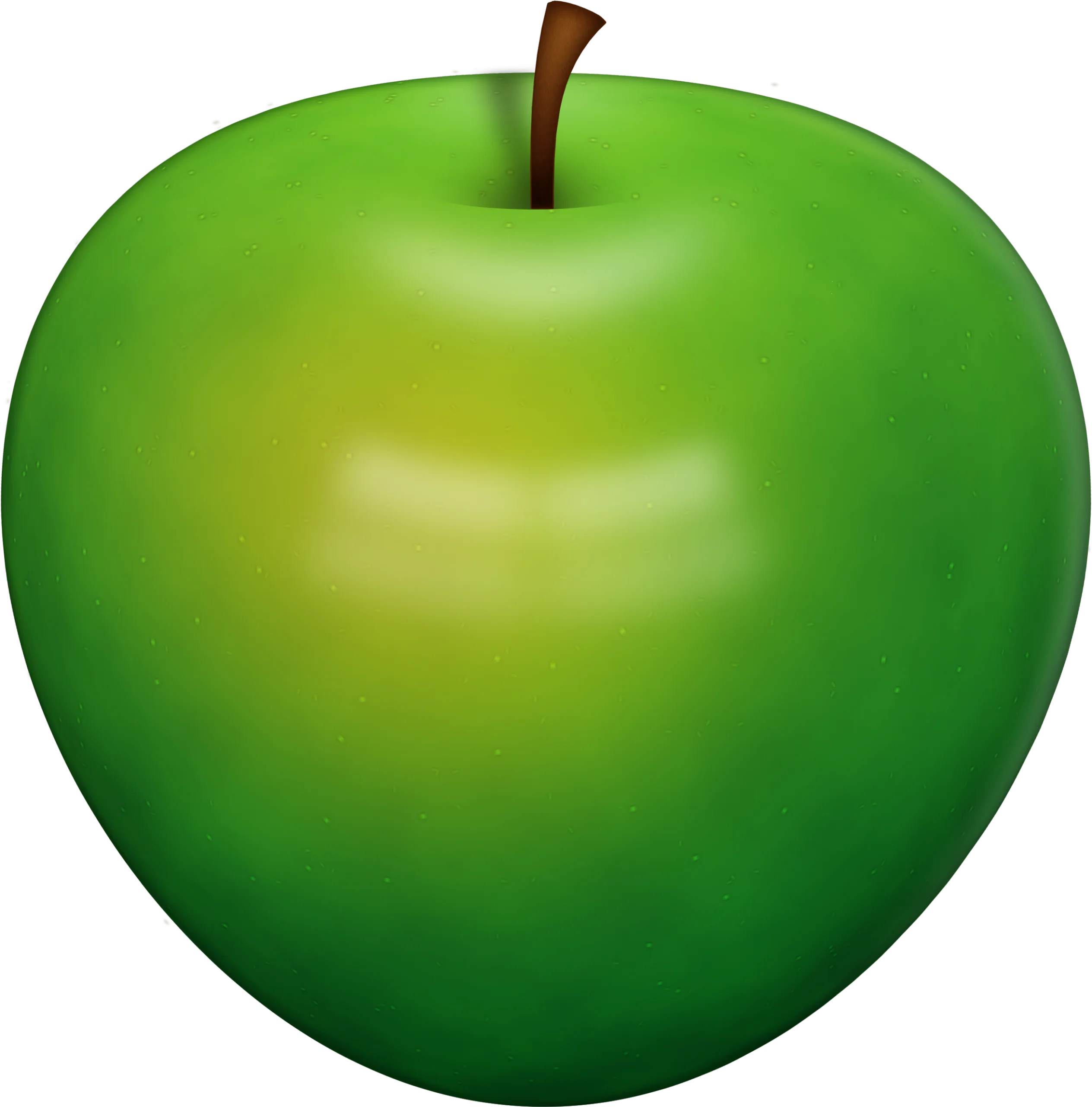 Glossy Green Apple Clipart Illustration with Smooth Gradient Shading