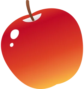 Glossy Red and Orange Apple Clipart with Stylized Highlights and Smooth Gradient