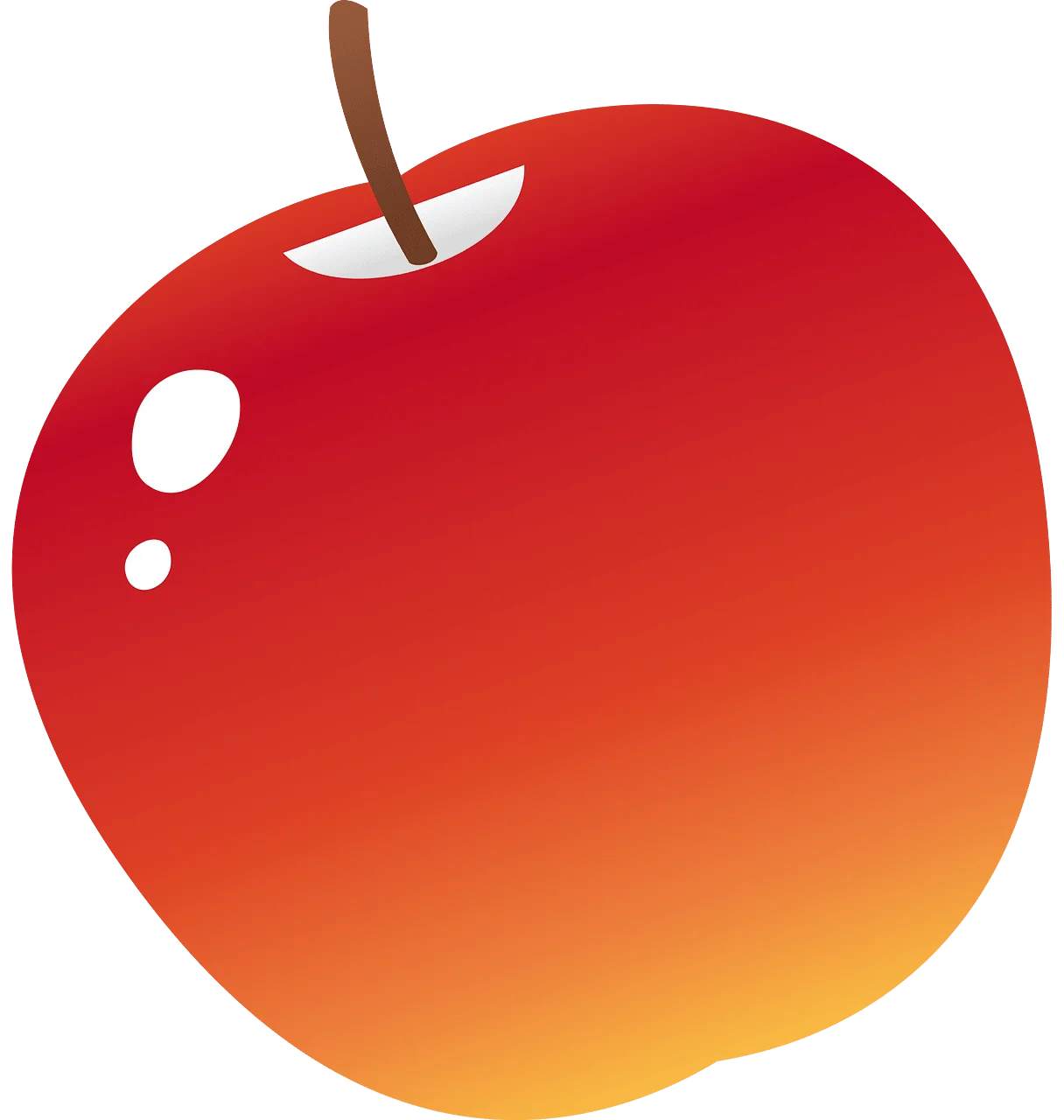 Glossy Red and Orange Apple Clipart with Stylized Highlights and Smooth Gradient