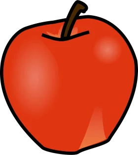 Glossy Red Apple Clipart Illustration: A Crisp and Radiant Fruit Graphic Design