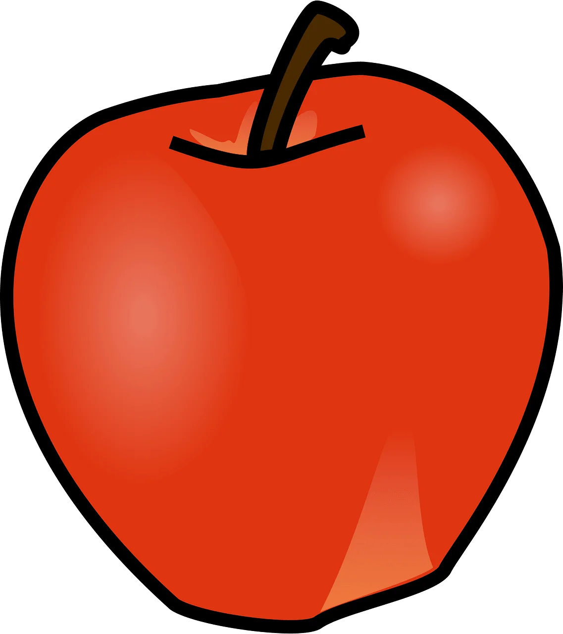Glossy Red Apple Clipart Illustration: A Crisp and Radiant Fruit Graphic Design