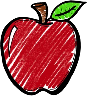 Hand-Drawn Red Apple Clipart with Charming Sketch-Style Illustration