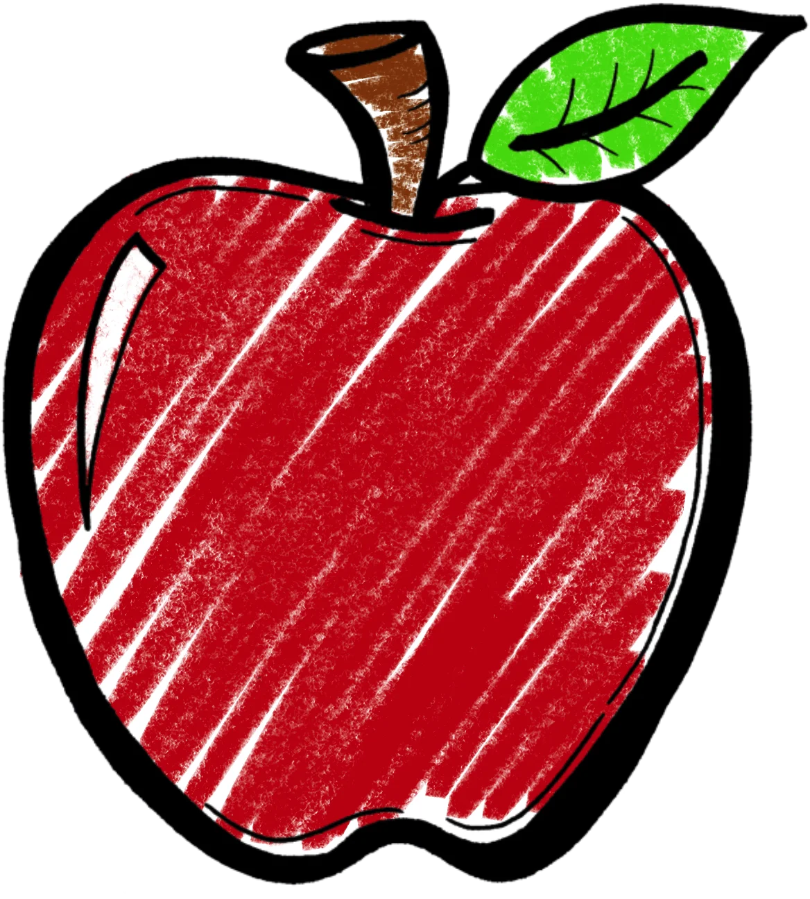 Hand-Drawn Red Apple Clipart with Charming Sketch-Style Illustration