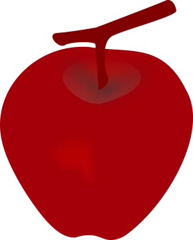 Lustrous Crimson Apple Clipart with Elegant Stem and Smooth Silhouette