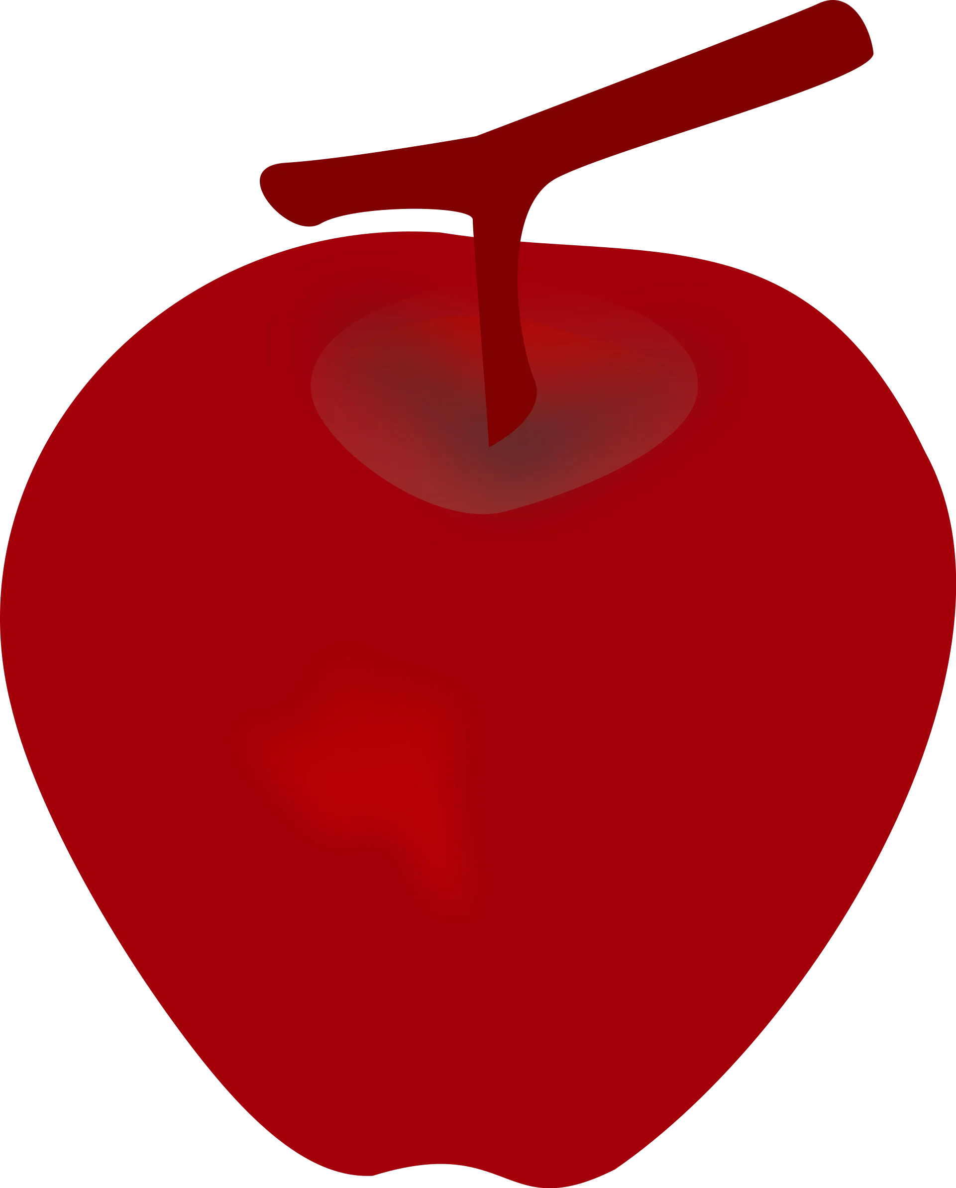 Lustrous Crimson Apple Clipart with Elegant Stem and Smooth Silhouette