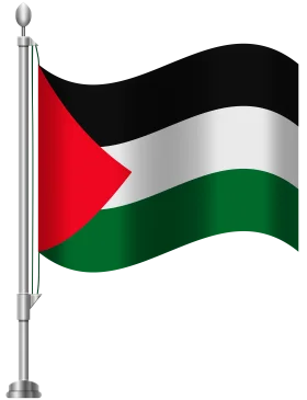 Official Palestinian National Flag Waving Clipart Design with Metallic Pole