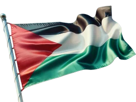 Palestinian Flag Clipart Waving Proudly with Distinctive Red, White, and Green Colors