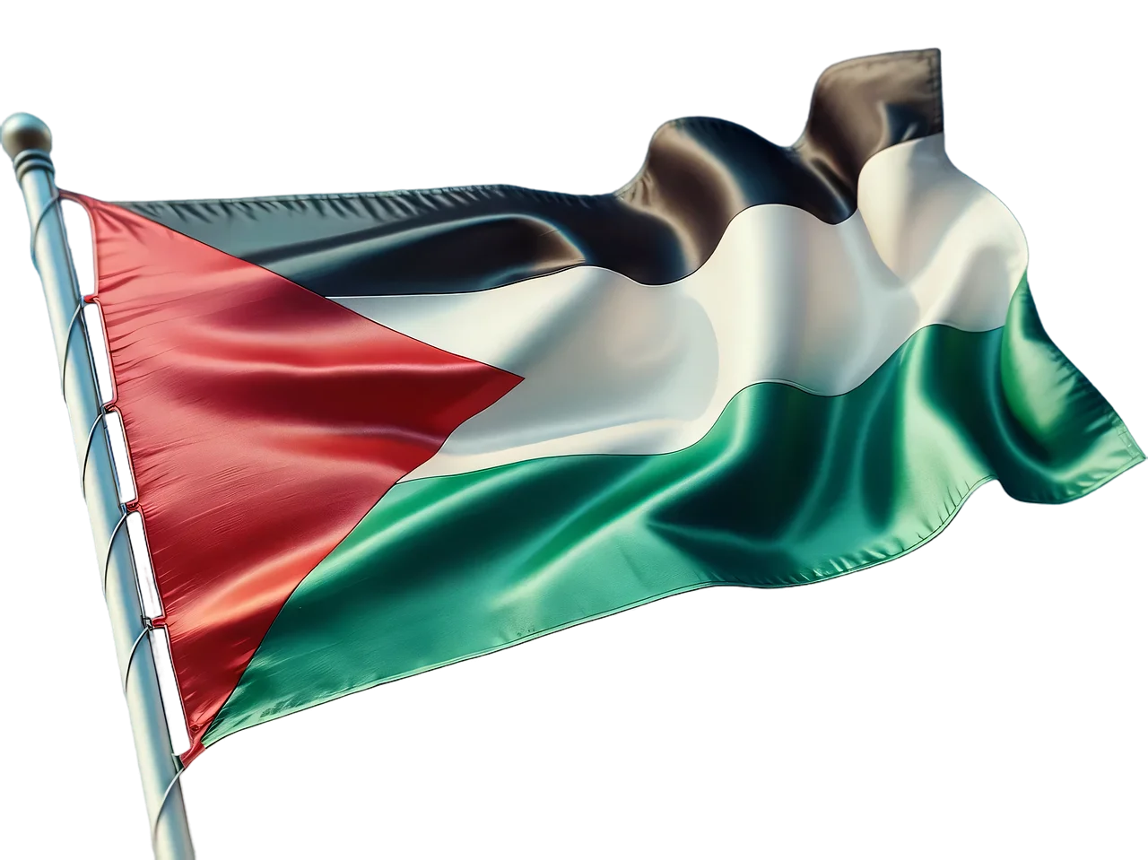Palestinian Flag Clipart Waving Proudly with Distinctive Red, White, and Green Colors