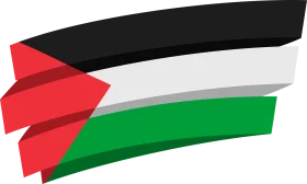 Palestinian National Flag Stylized 3D Clipart Representation with Geometric Layers