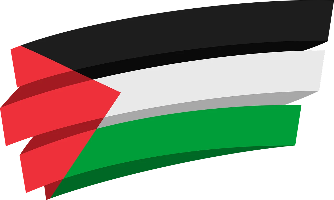 Palestinian National Flag Stylized 3D Clipart Representation with Geometric Layers