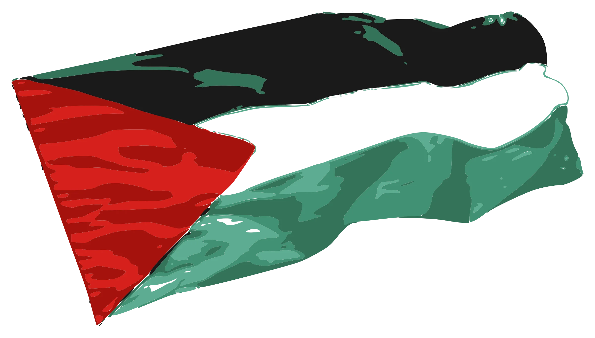 Palestinian National Flag Stylized Clipart Artwork with Distinctive Geometric Symbolism