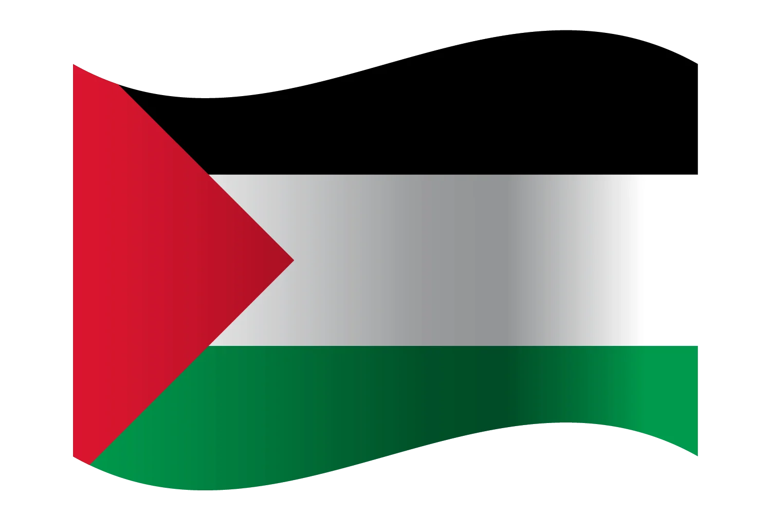 Palestinian National Flag Waving Clipart Graphic Design Illustration