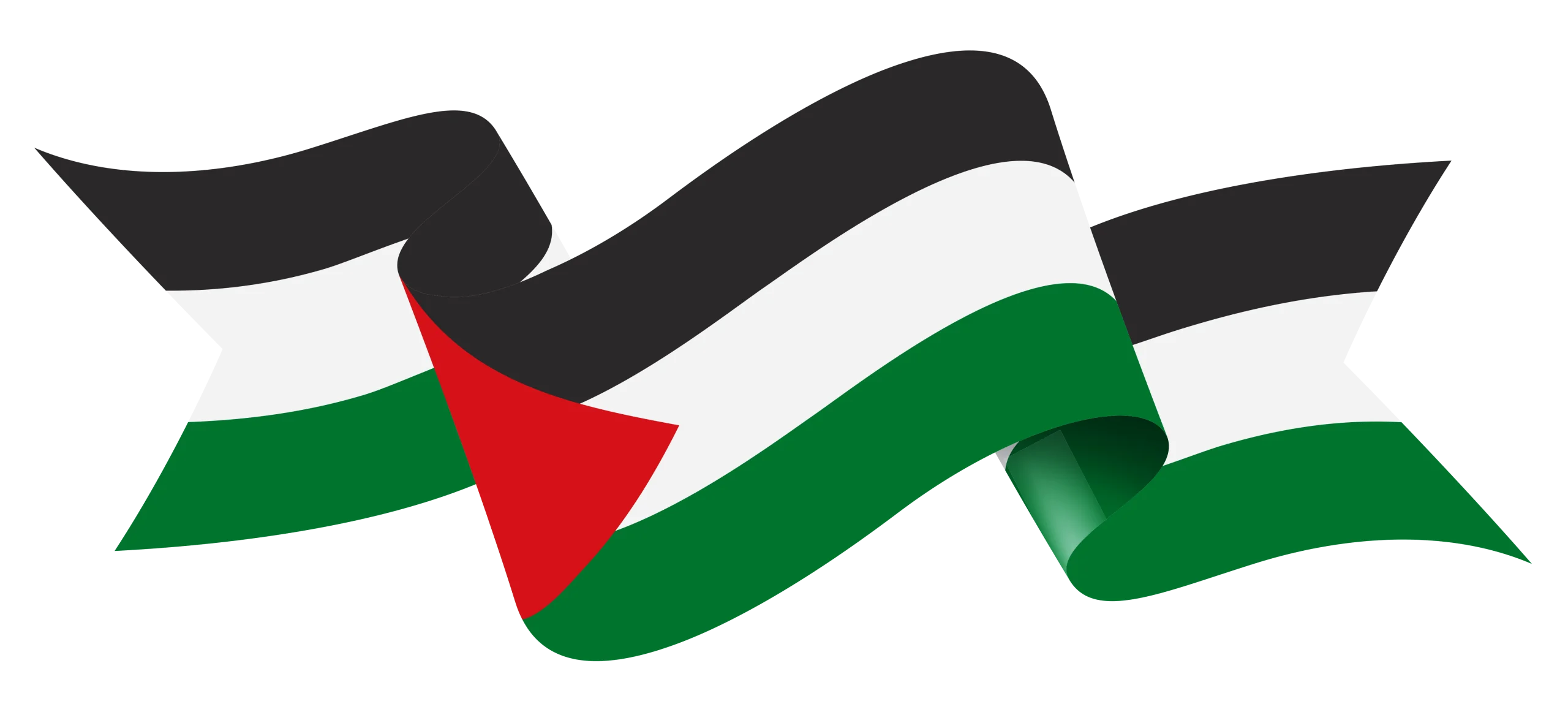 Palestinian National Pride Waving Flag Clipart Design with Symbolic Colors