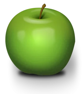 Photorealistic Green Granny Smith Apple Clipart with Glossy Surface