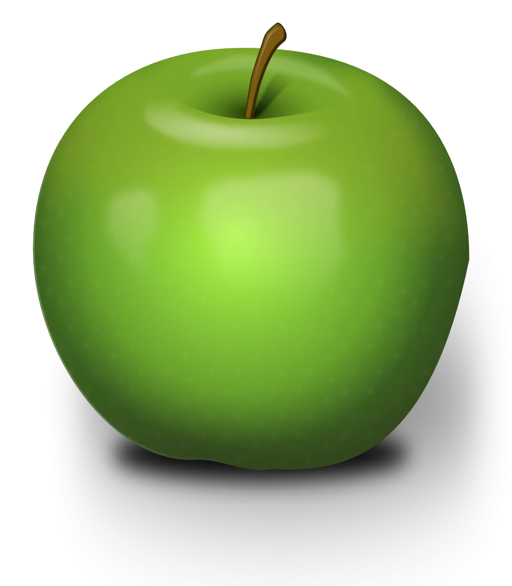 Photorealistic Green Granny Smith Apple Clipart with Glossy Surface