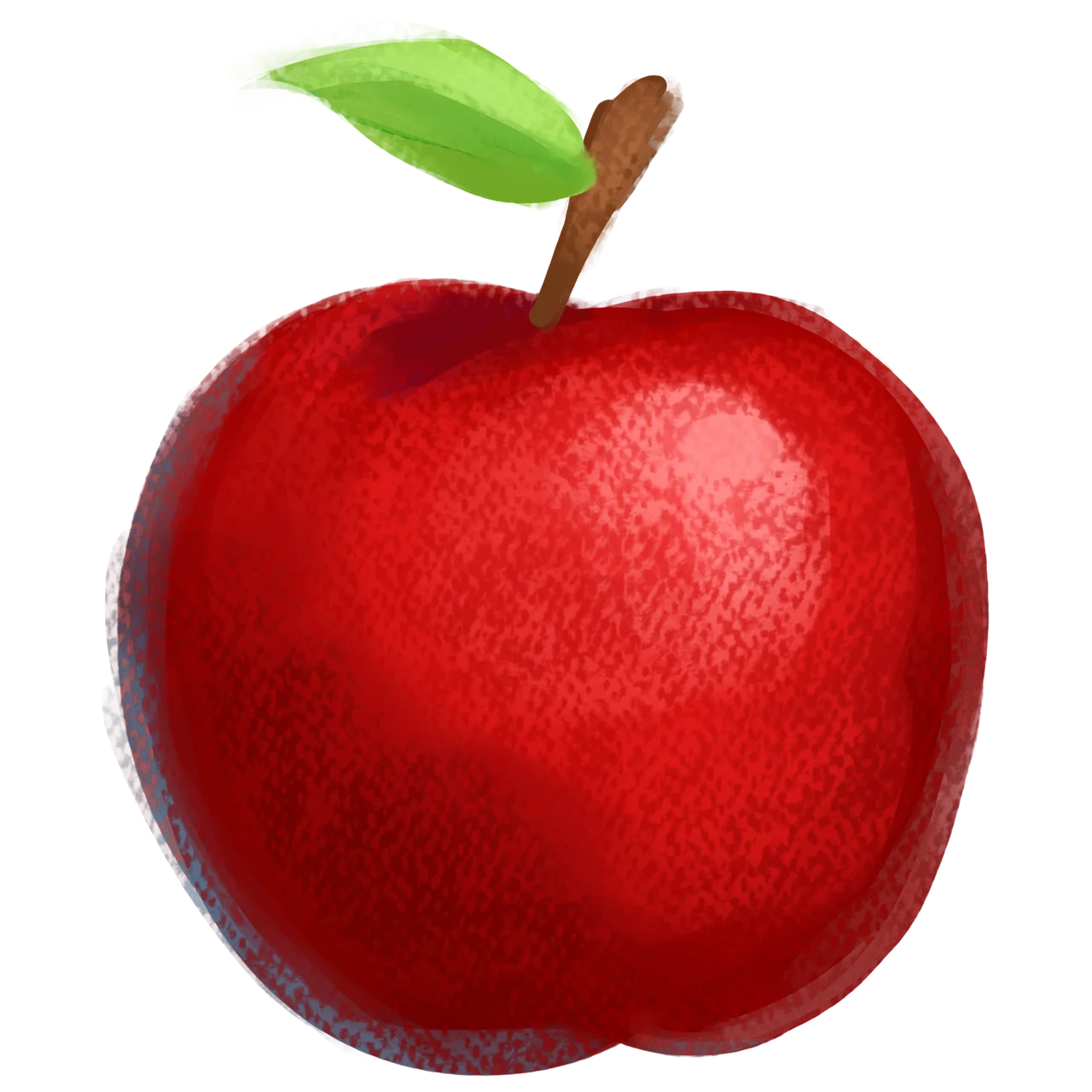 Radiant Red Apple Clipart: A Glossy, Tempting Fruit with Verdant Leaf