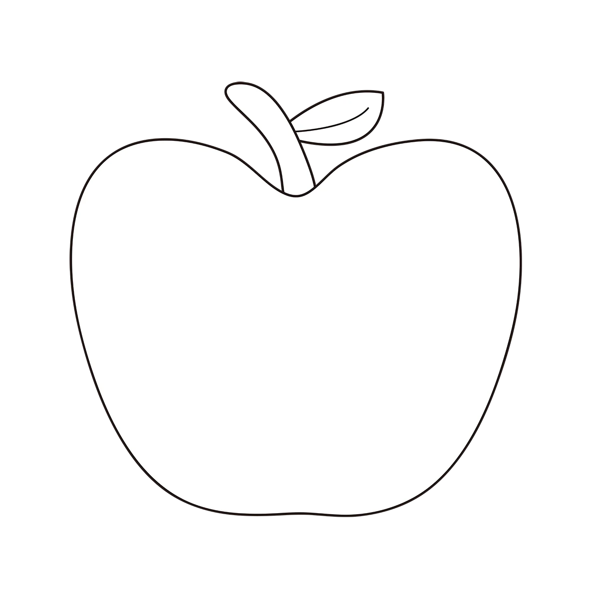 Simple and Clean Black and White Apple Outline Clipart Design for Creative Projects