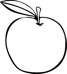 Simple Black and White Line Art Apple Clipart - Minimalist Fruit Illustration Design