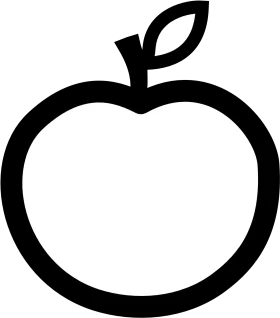 Simple Monochrome Apple Outline Clipart - Minimalist Fruit Graphic Design