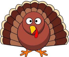 Adorable Cartoon Thanksgiving Turkey Clipart with Expressive Features and Warm Autumn Tones