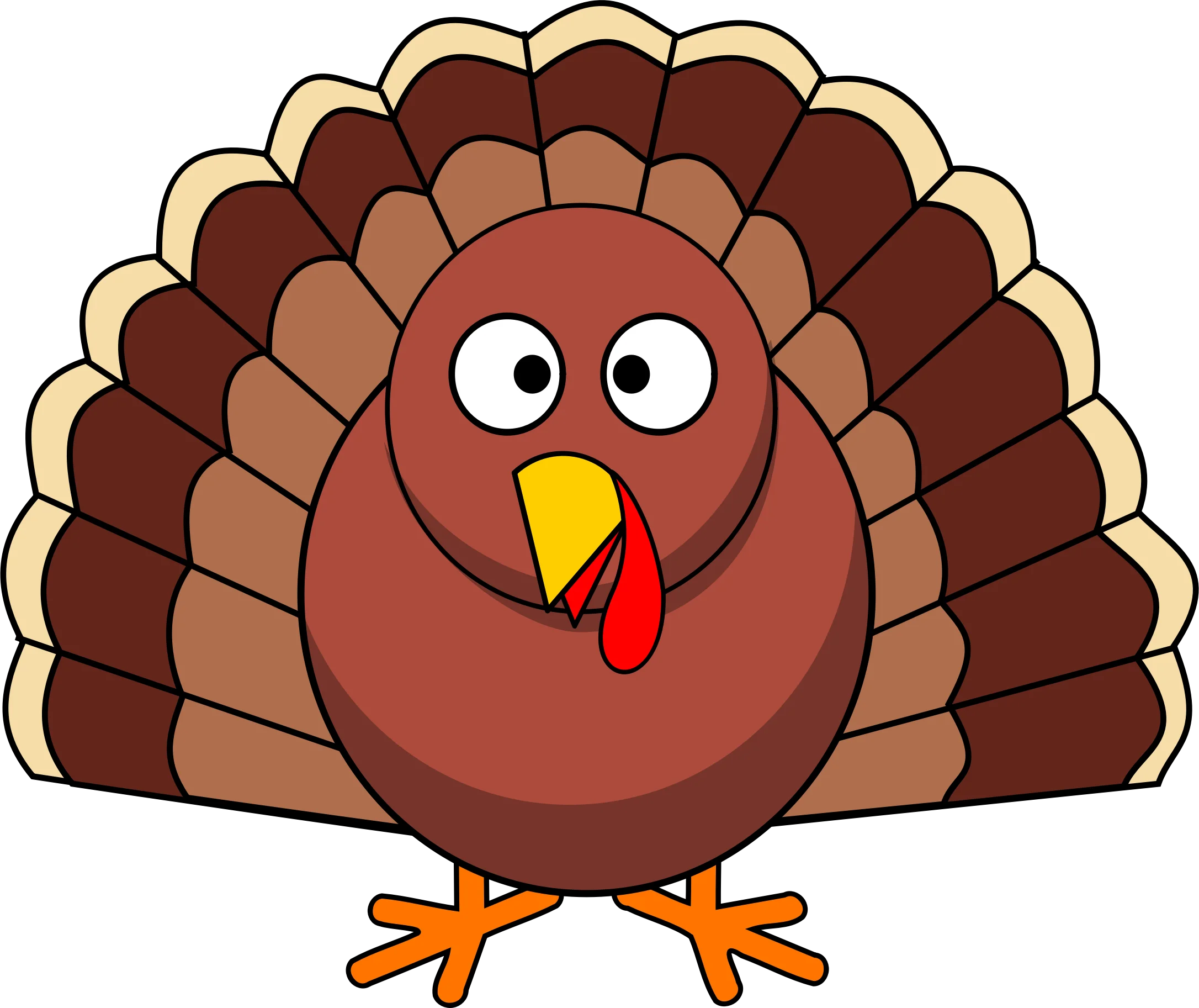 Adorable Cartoon Thanksgiving Turkey Clipart with Expressive Features and Warm Autumn Tones