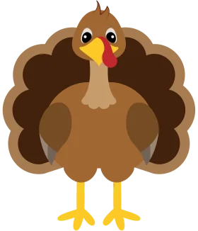 Adorable Cartoon Turkey Clipart: Charming Thanksgiving Festive Illustration