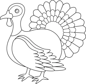 Charming Black and White Thanksgiving Turkey Clipart Line Drawing