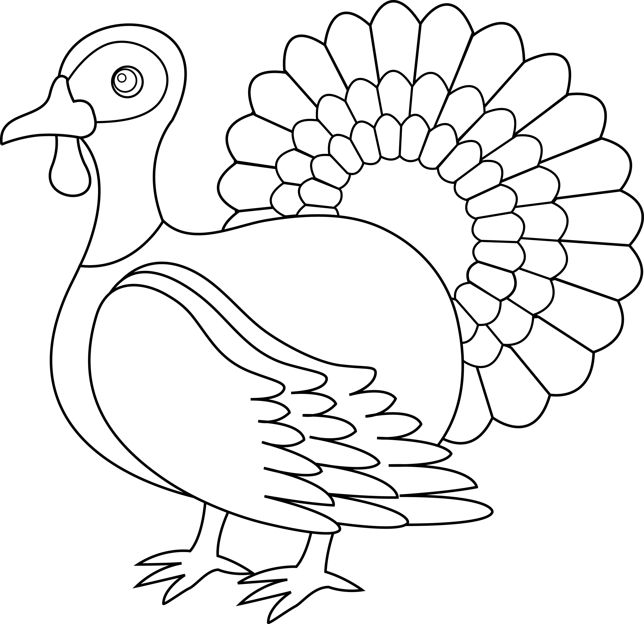 Charming Black and White Thanksgiving Turkey Clipart Line Drawing