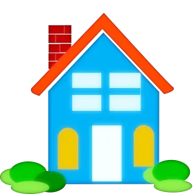 Charming Blue and Orange Roof Cartoon House Clipart Design for Kids