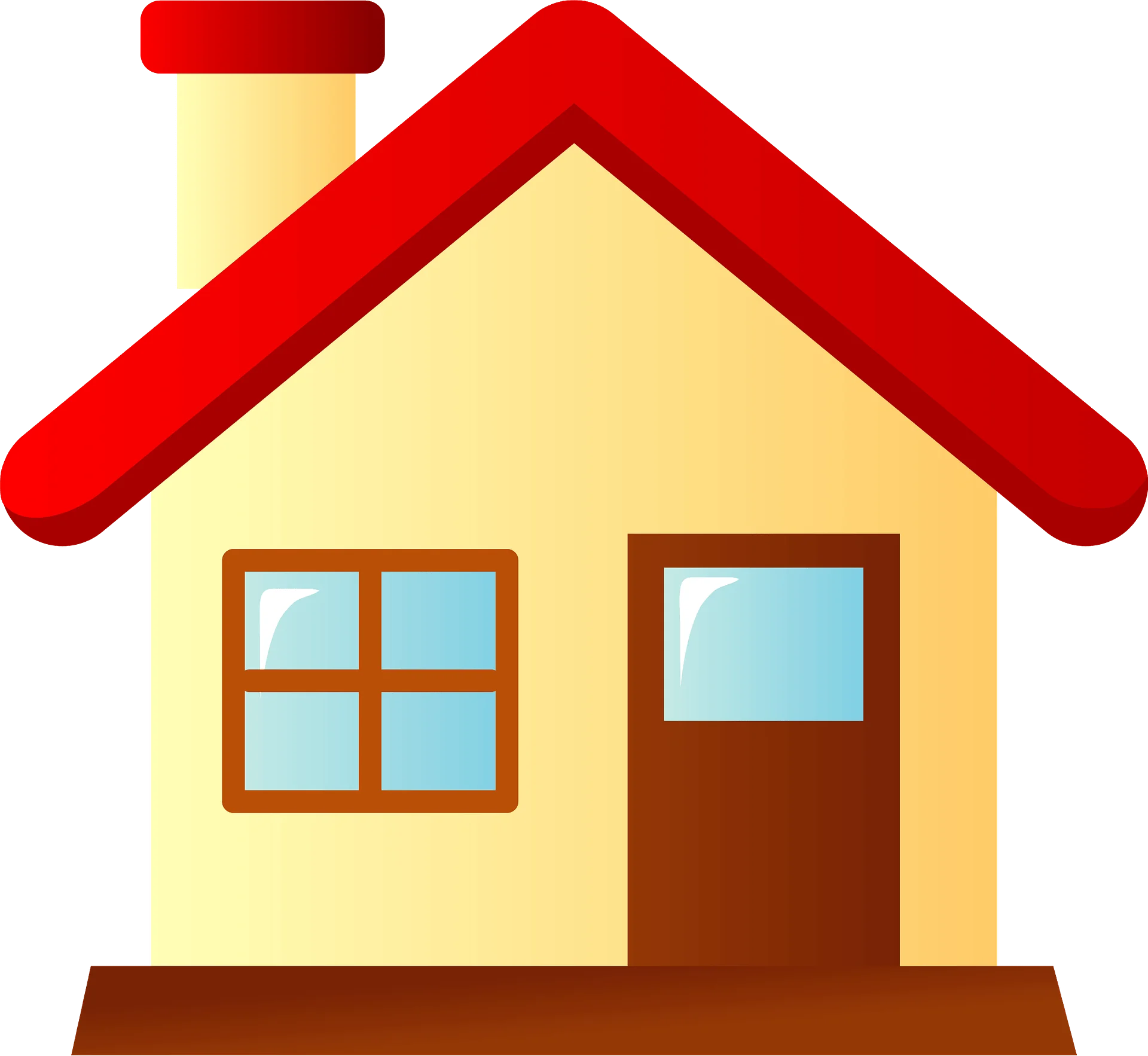 Charming Minimalist Single-Story House Clipart with Warm Color Palette