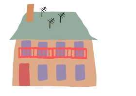 Charming Simple Hand-Drawn Residential Clipart with Whimsical Color Palette