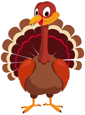 Cheerful Cartoon Turkey Clipart: A Festive Thanksgiving Illustration with Playful Charm