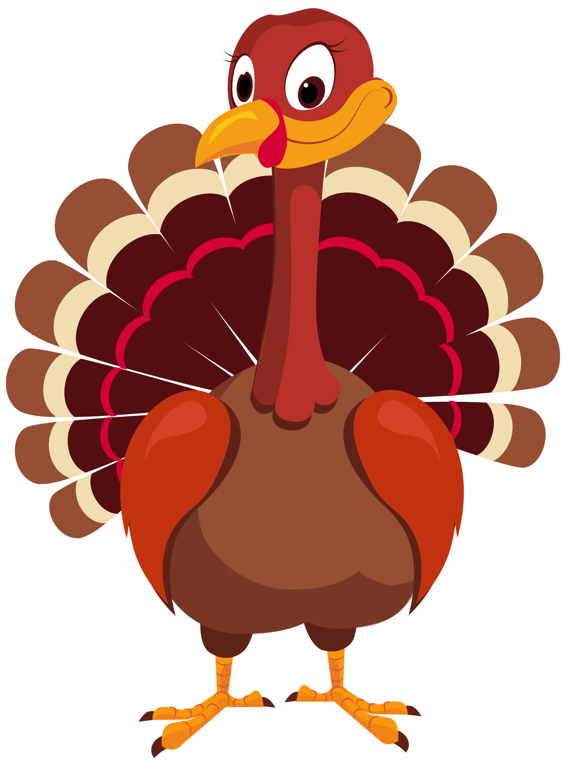 Cheerful Cartoon Turkey Clipart: A Festive Thanksgiving Illustration with Playful Charm