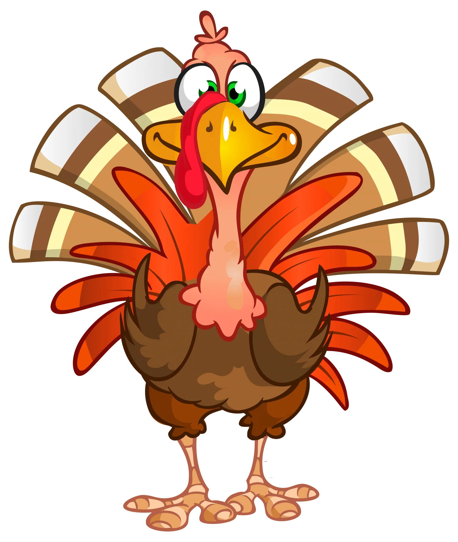 Cheerful Cartoon Turkey Clipart: A Festive Thanksgiving Illustration with Playful Charm