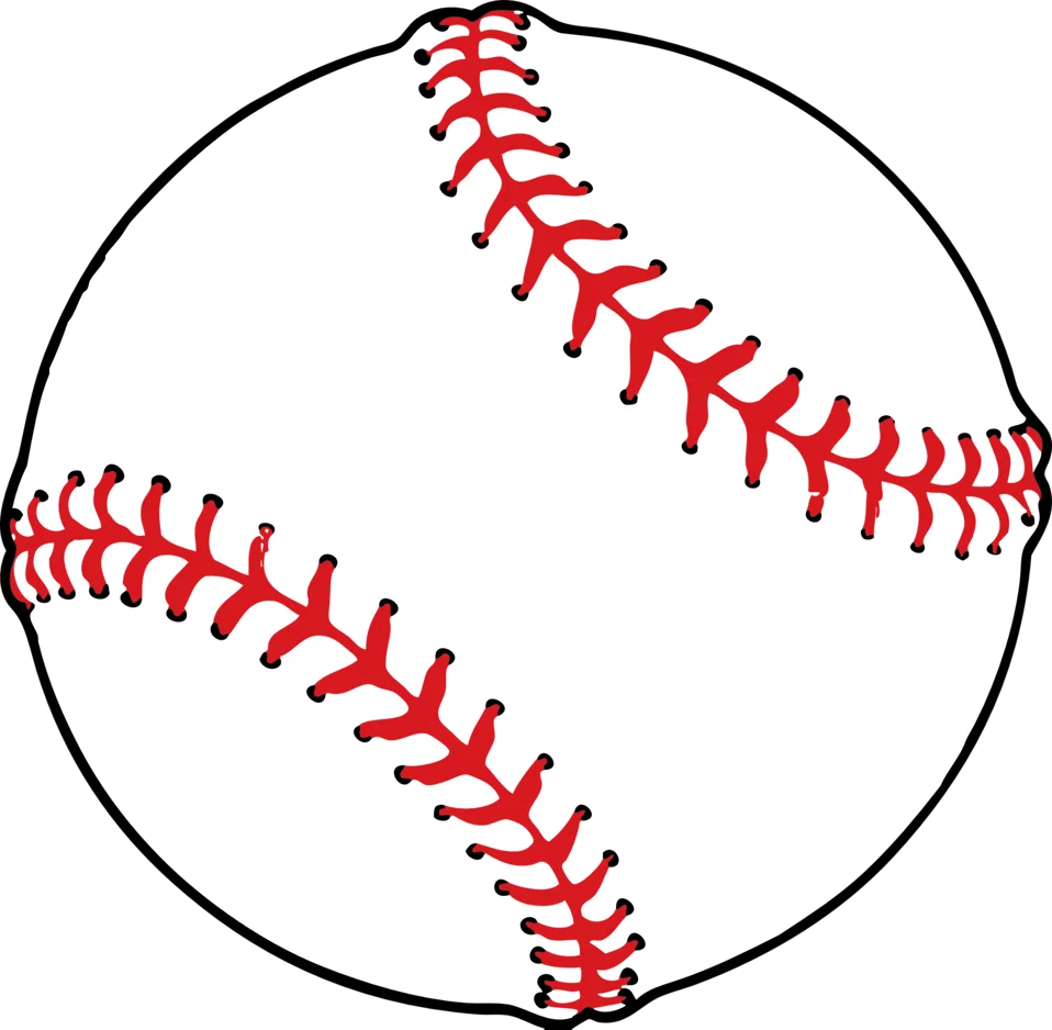 Classic Baseball Clipart Design with Bold Red Stitching and Clean Outline