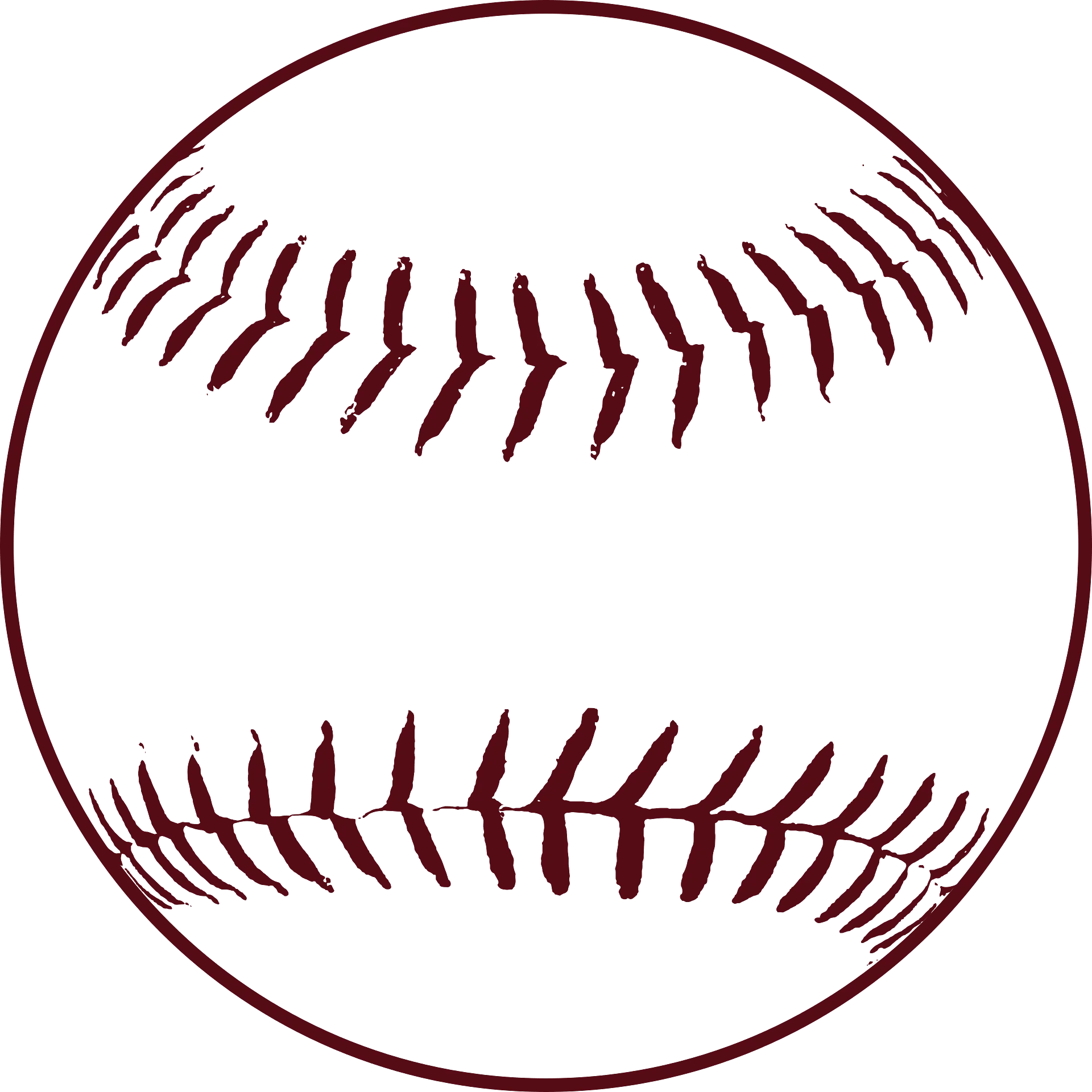Classic Baseball Clipart Design with Detailed Red Stitching and Seamless Outline