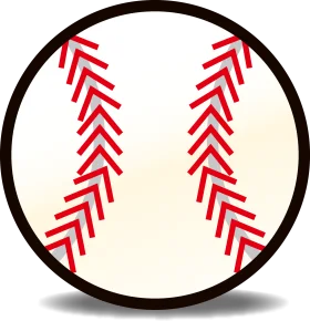 Classic Baseball Clipart Design with Stylized Red Stitching and Bold Outline