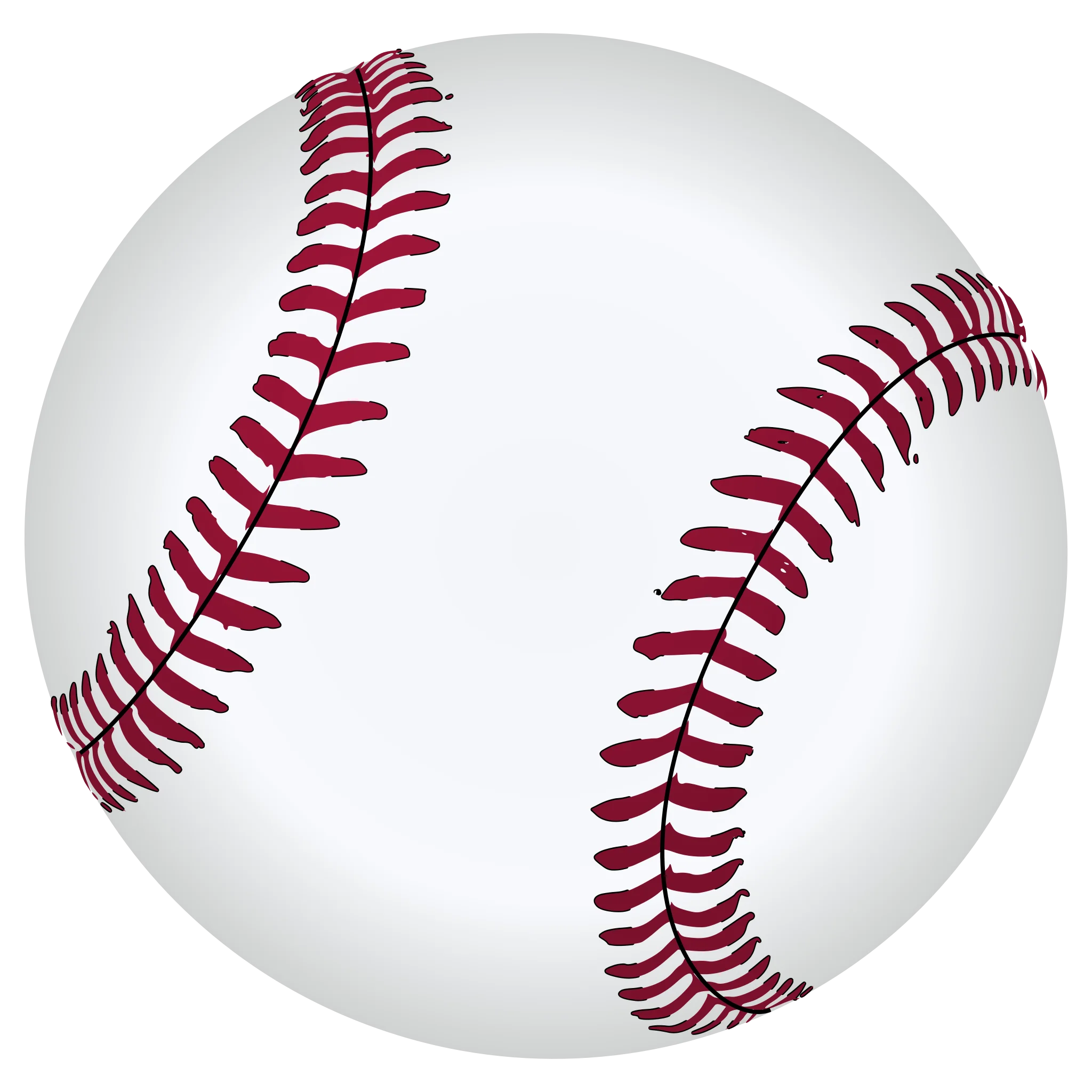 Classic Baseball Clipart Illustration with Crisp White Leather and Bold Red Stitching