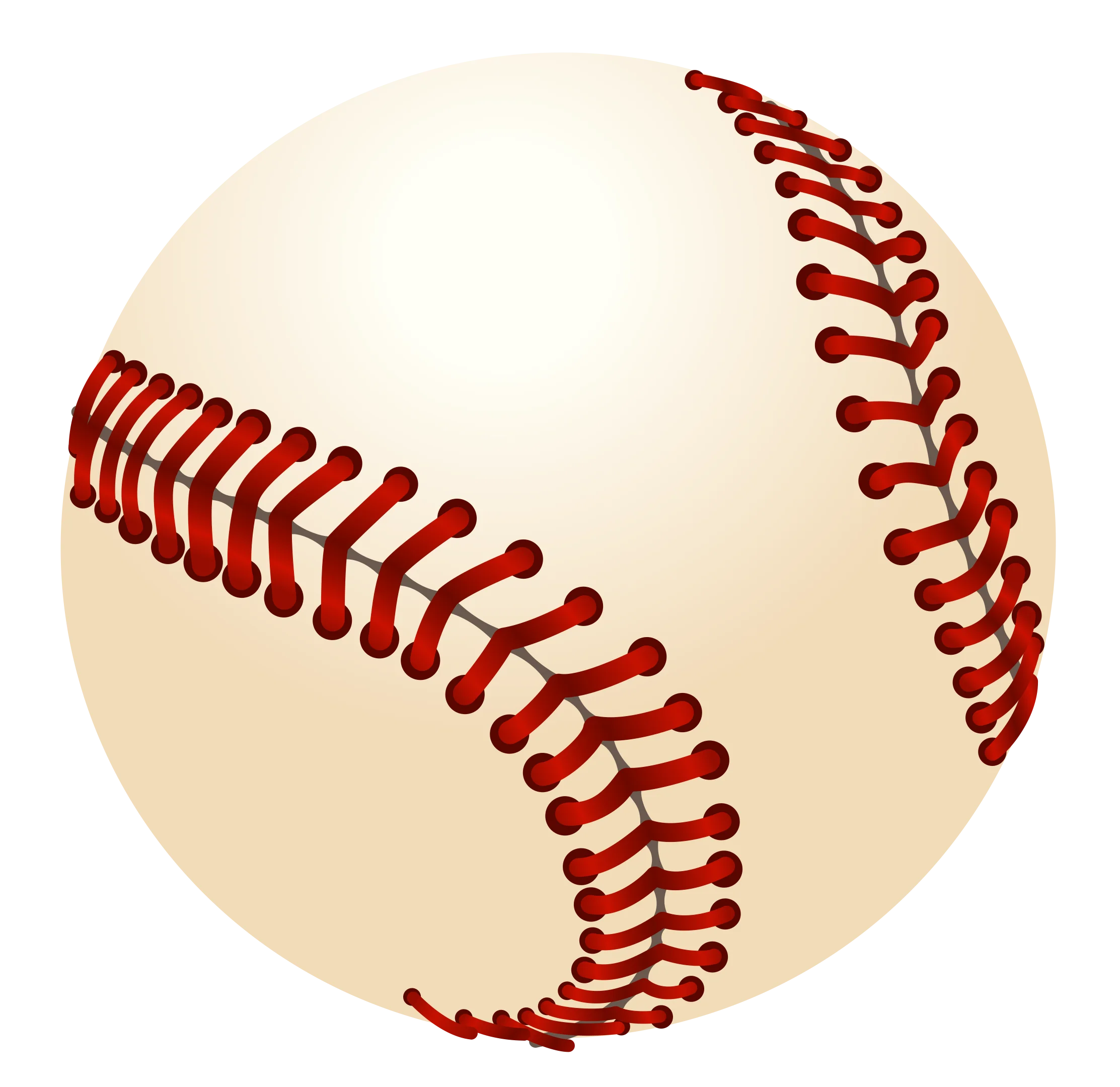 Classic Baseball Leather Sphere Clipart Illustration with Red Stitching Details