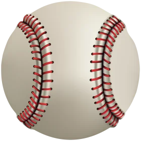 Classic Baseball Leather Sphere Clipart with Red Stitching Design