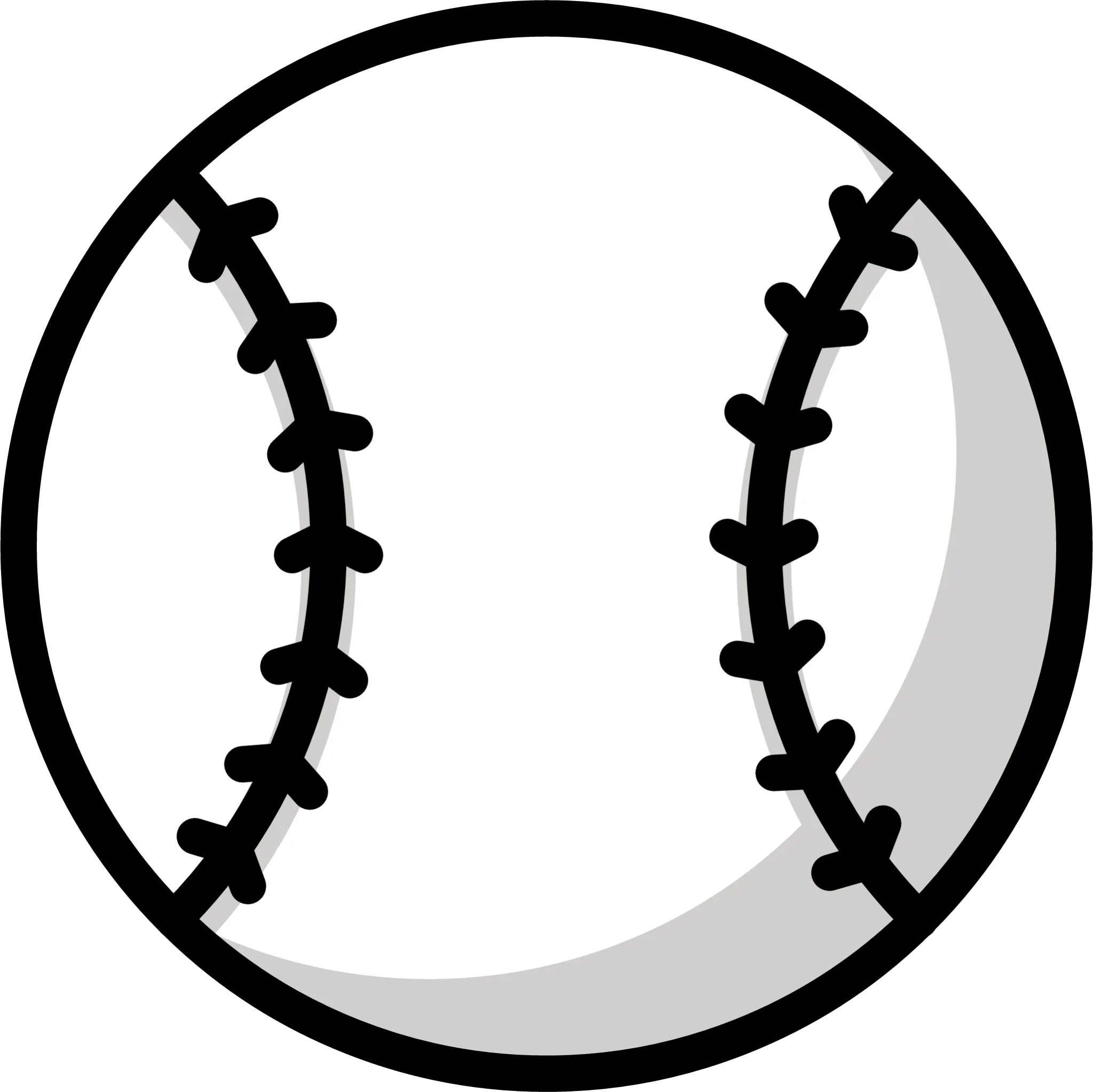 Classic Black and White Baseball Clipart Illustration with Stitched Seams