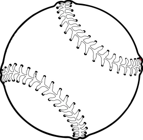 Classic Black and White Baseball Clipart Outline with Detailed Stitching Design