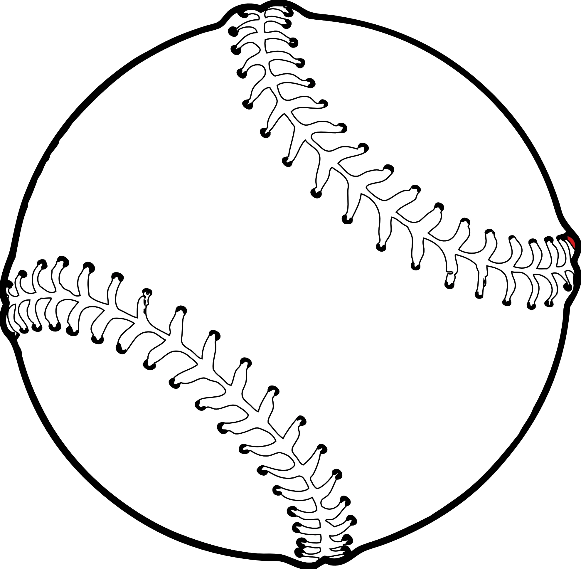 Classic Black and White Baseball Clipart Outline with Detailed Stitching Design