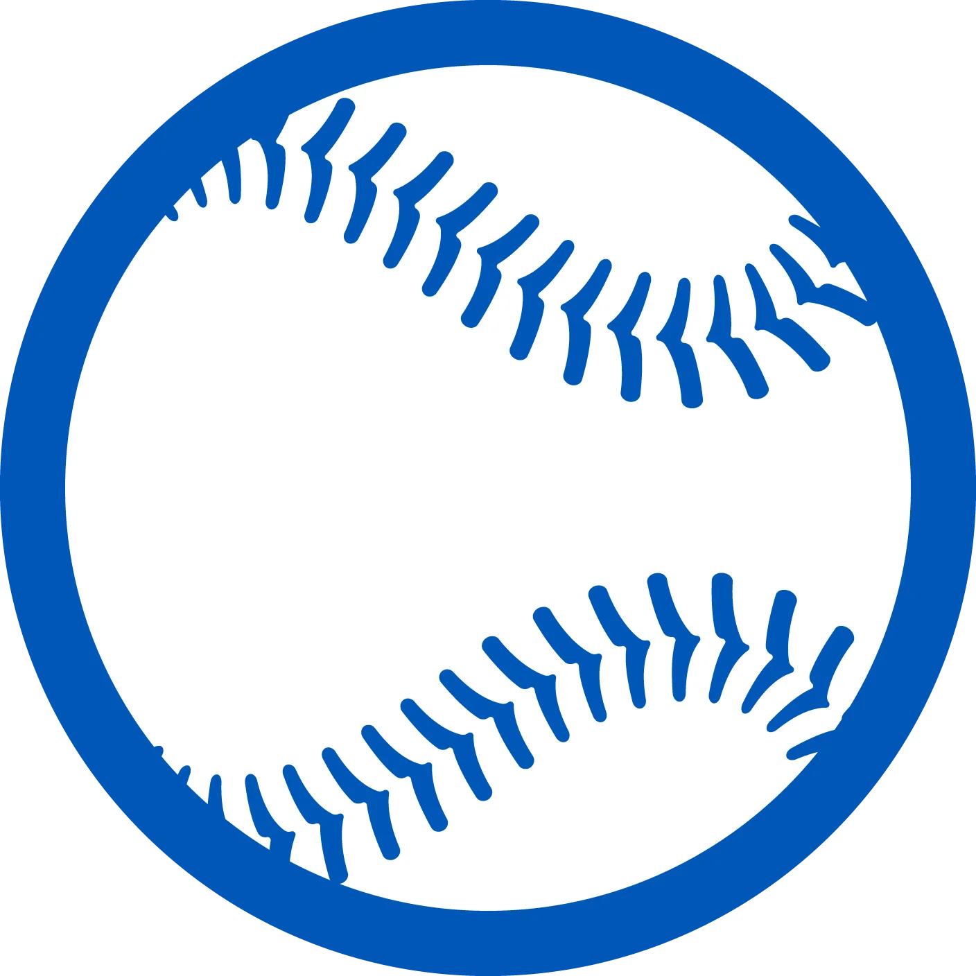 Classic Blue and White Baseball Clipart Symbol with Stitching Design